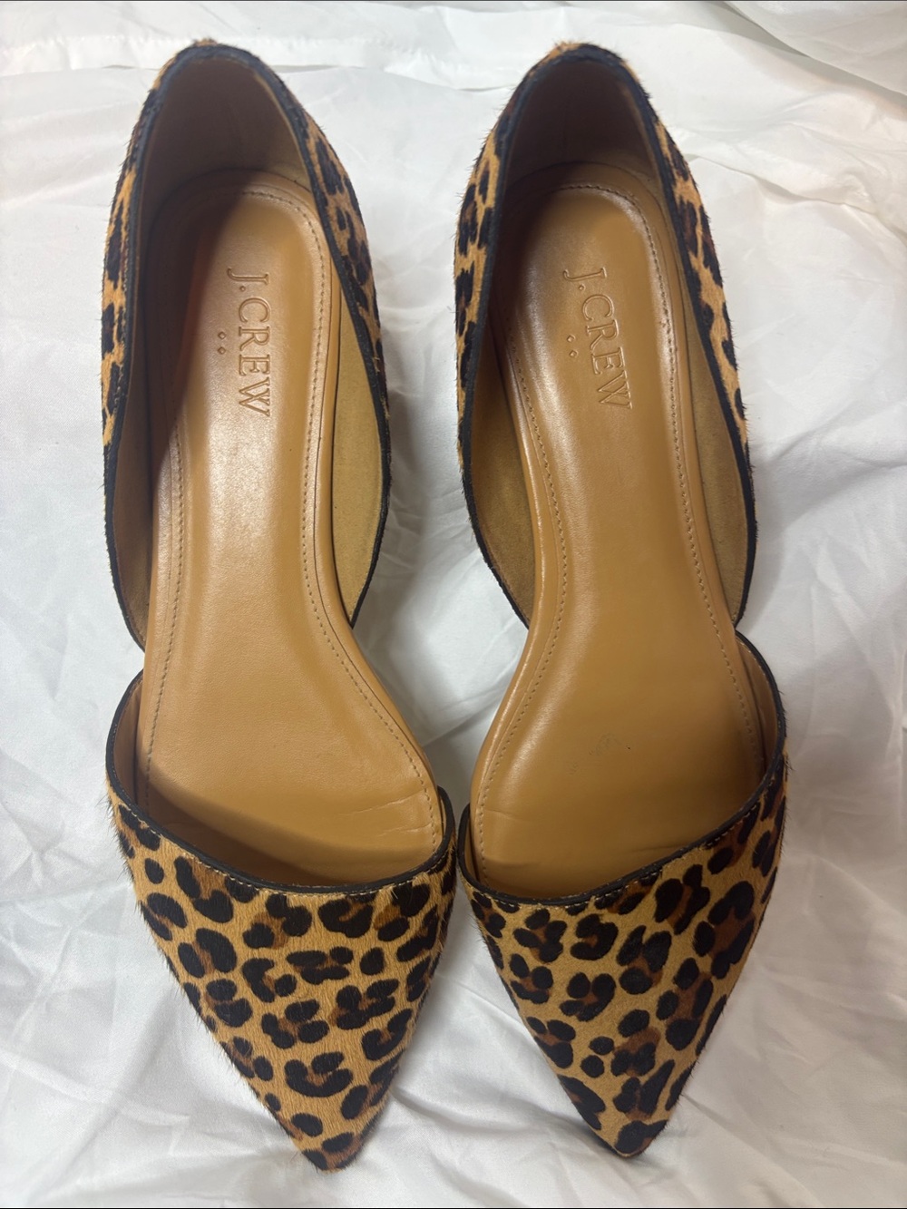 J. Crew Leopard Print Pointed D'Orsay Flats in Tan and Black - Picture 8 of 10